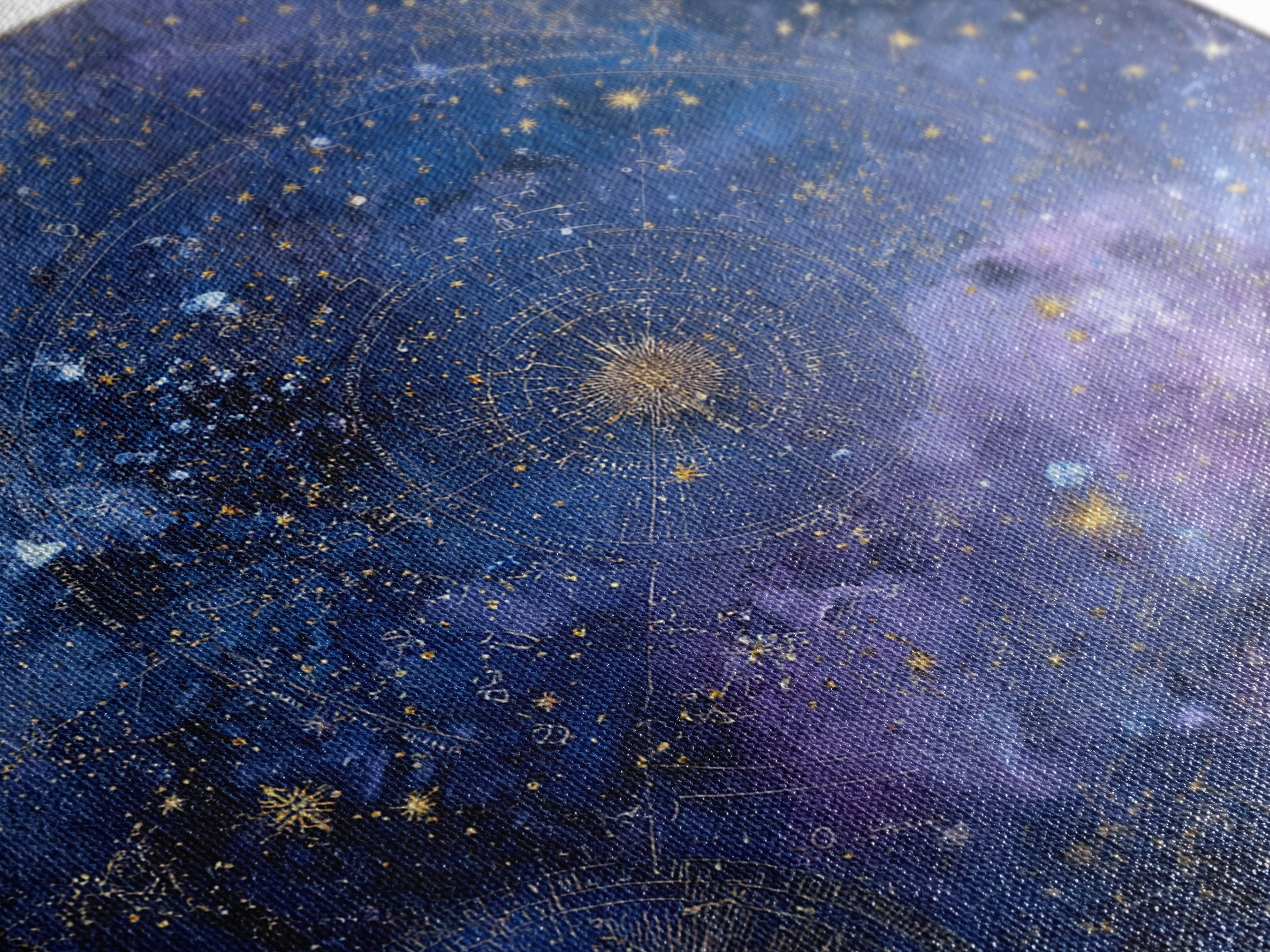 Blue Star Map Canvas Print, Celestial Art, Boho Wall Decor, Living Room Decor, Oil Painting, Celestial, Boho Art, Space Art, CEL-1x1-22