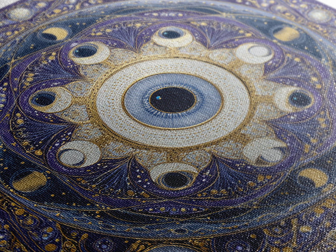 Mystic Eye Surrounded by Moons and Constellations Canvas Print, Celestial Art, Luxury Decor, Living Room Decor, Celestial, CEL-1x1-40