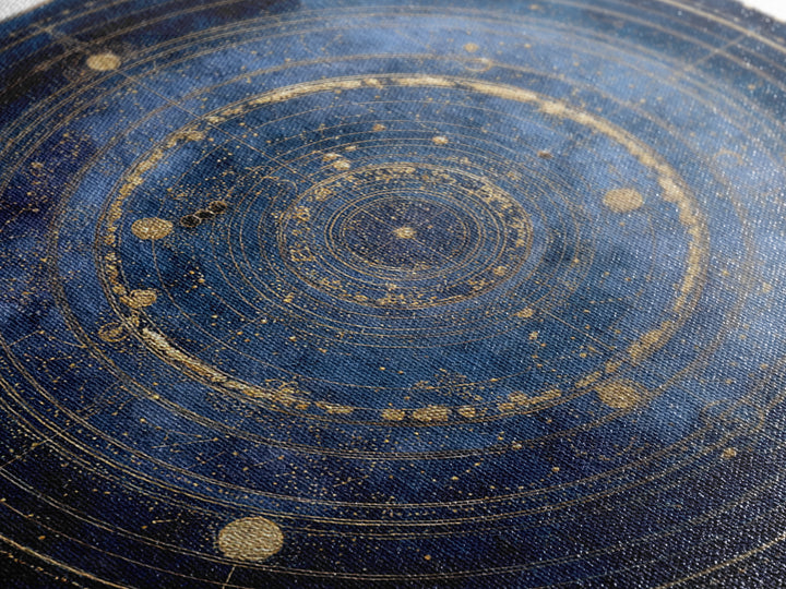 Gold Constellation Map on Deep Navy Texture Framed Canvas Print, Celestial Art, Celestial, Living Room Decor, Celestial, CEL-1x1-56