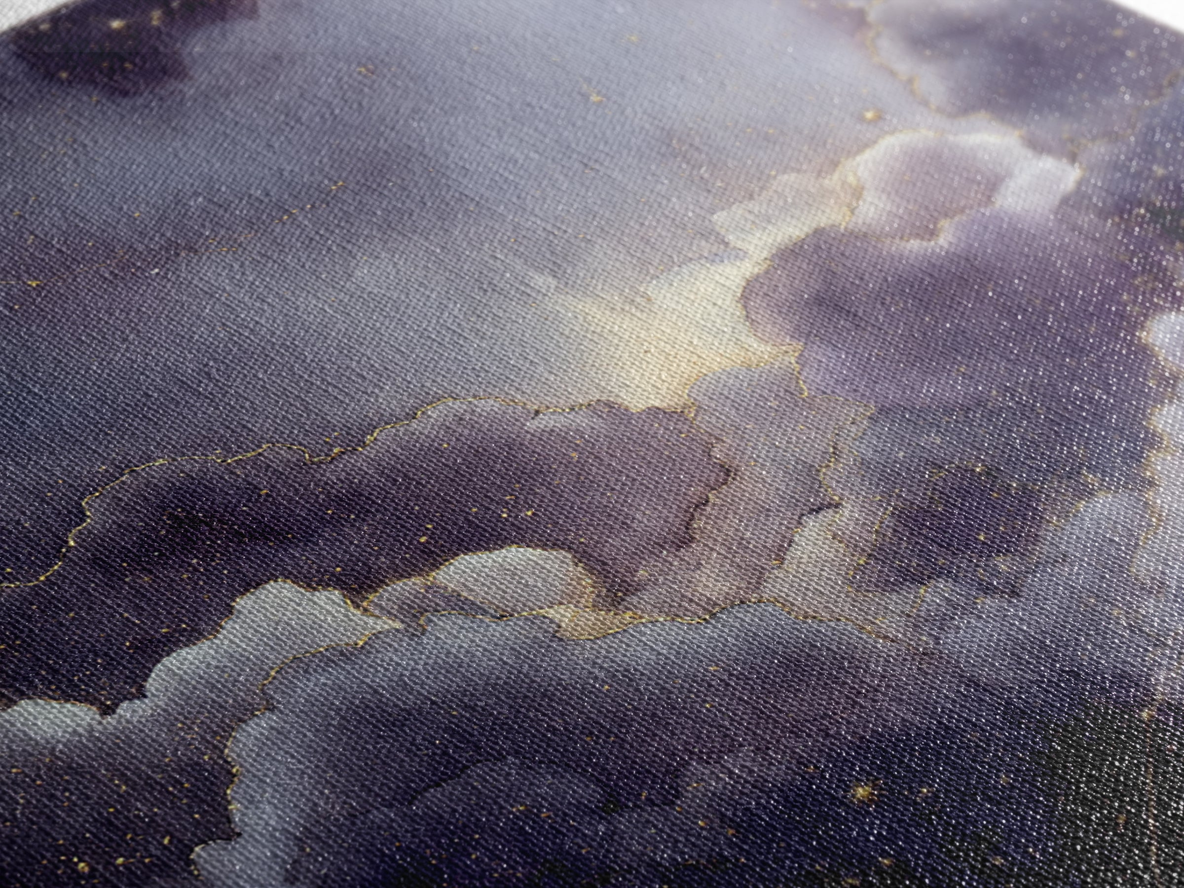 Moonlit Cloudscape with Silver Highlights Framed Canvas Print, Celestial Art, Animal Prints, Living Room Decor, Abstract Art, CEL-1x1-57