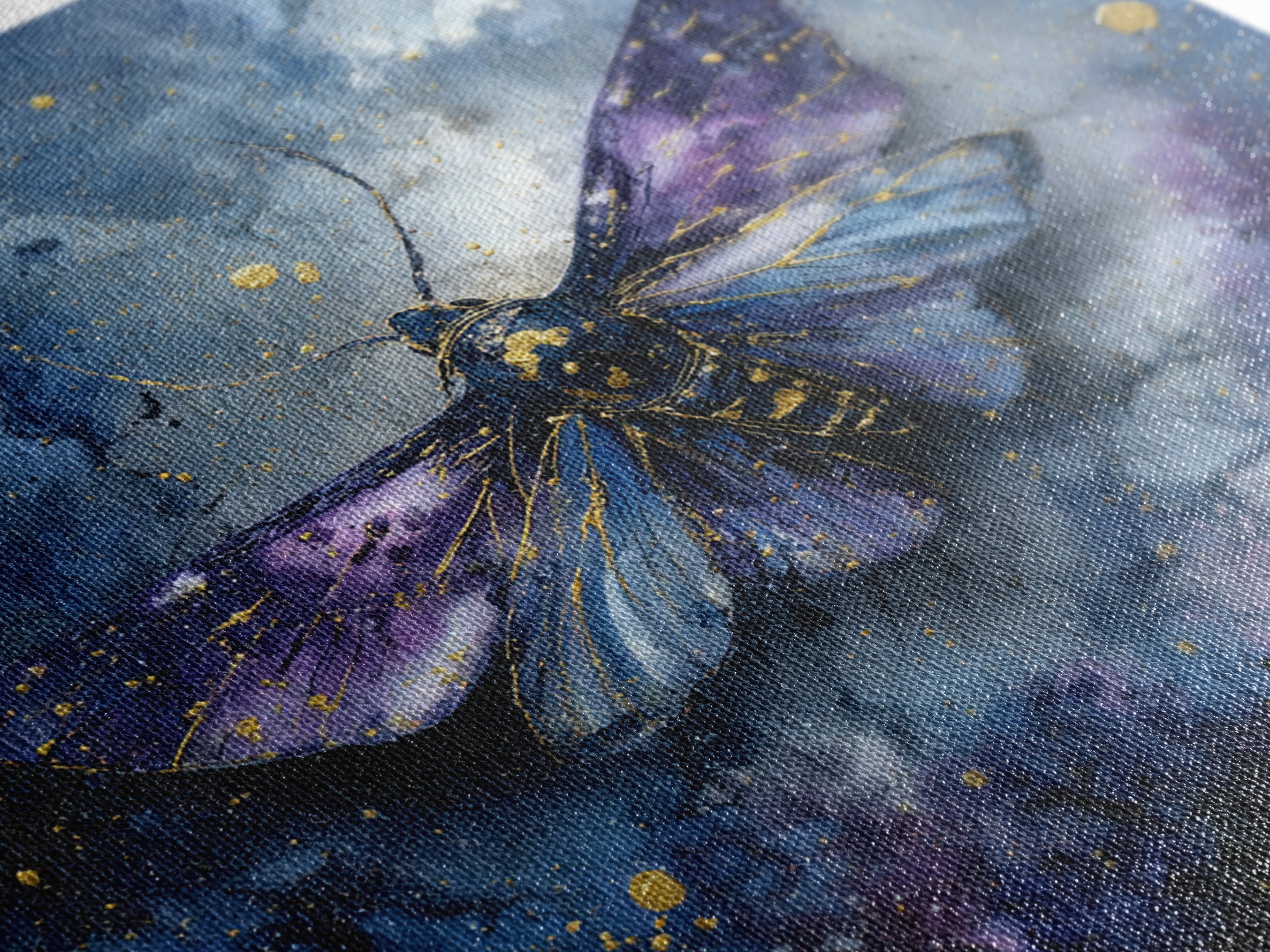 Celestial Moth with Moon Markings Framed Canvas Print, Celestial Art, Downloadable Prints, Living Room Decor, Abstract Art, CEL-1x1-66