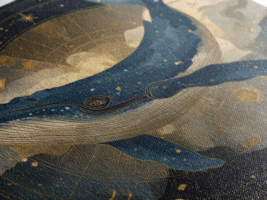 Cosmic Whale Swimming Through a Star Field Canvas Print, Celestial Art, Modern Decor, Living Room Decor, Fine Art, Celestial, CEL-1x1-77