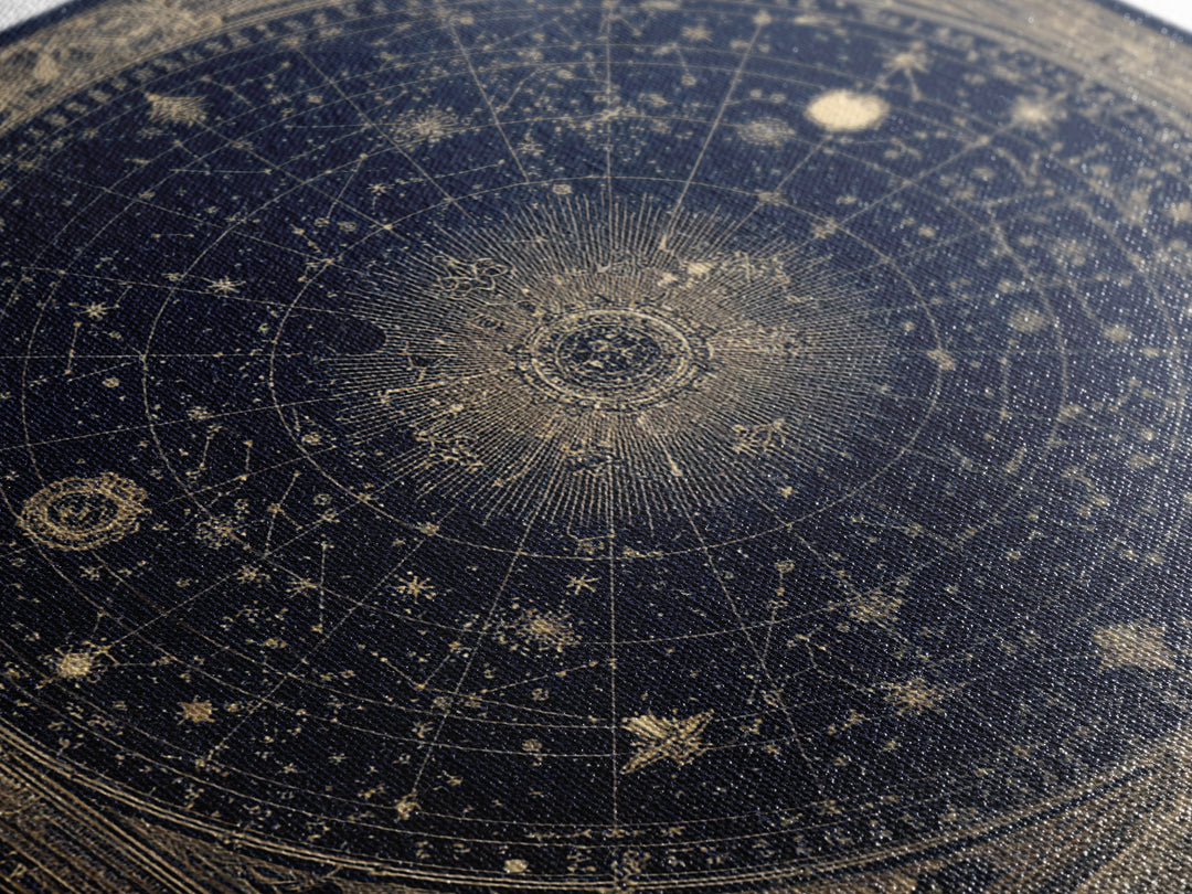 Gold Constellation Map on Deep Navy Texture Framed Canvas Print, Celestial Art, Printable Art, Living Room Decor, Celestial, CEL-1x1-8