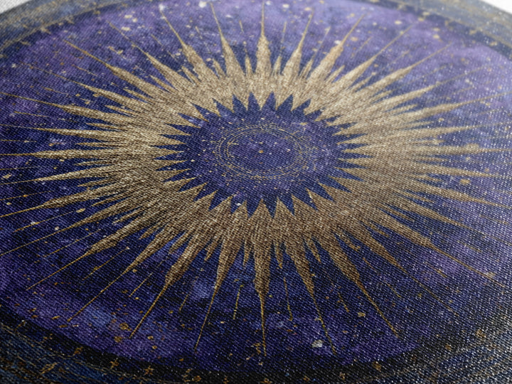 Sunburst Medallion with Ornate Rays Canvas Print, Celestial Art, Fantasy Art, Living Room Decor, Fine Art, Celestial, CEL-1x1-85