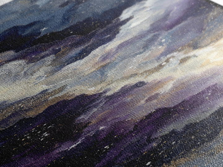 Moonlit Cloudscape with Silver Highlights Framed Canvas Print, Celestial Art, Fantasy Art, Living Room Decor, Oil Painting, CEL-1x3-45
