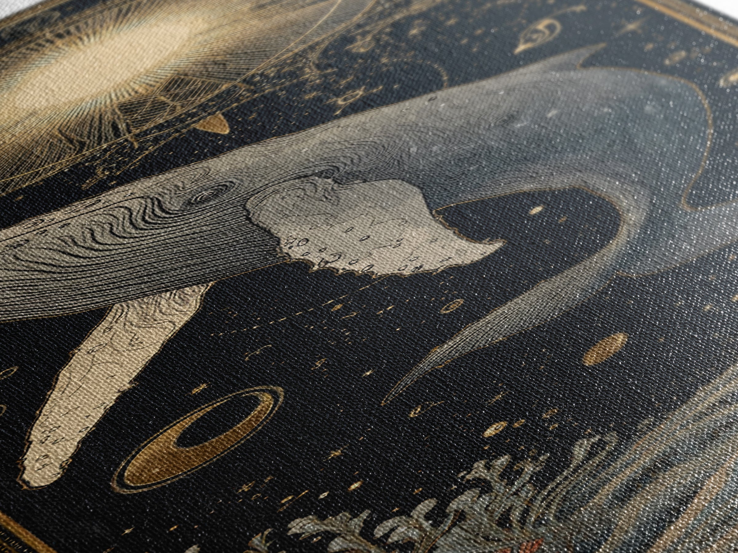 Cosmic Whale Swimming Through a Star Field Canvas Print, Celestial Art, Fine Art Print, Living Room Decor, Fine Art, Celestial, CEL-1x3-65