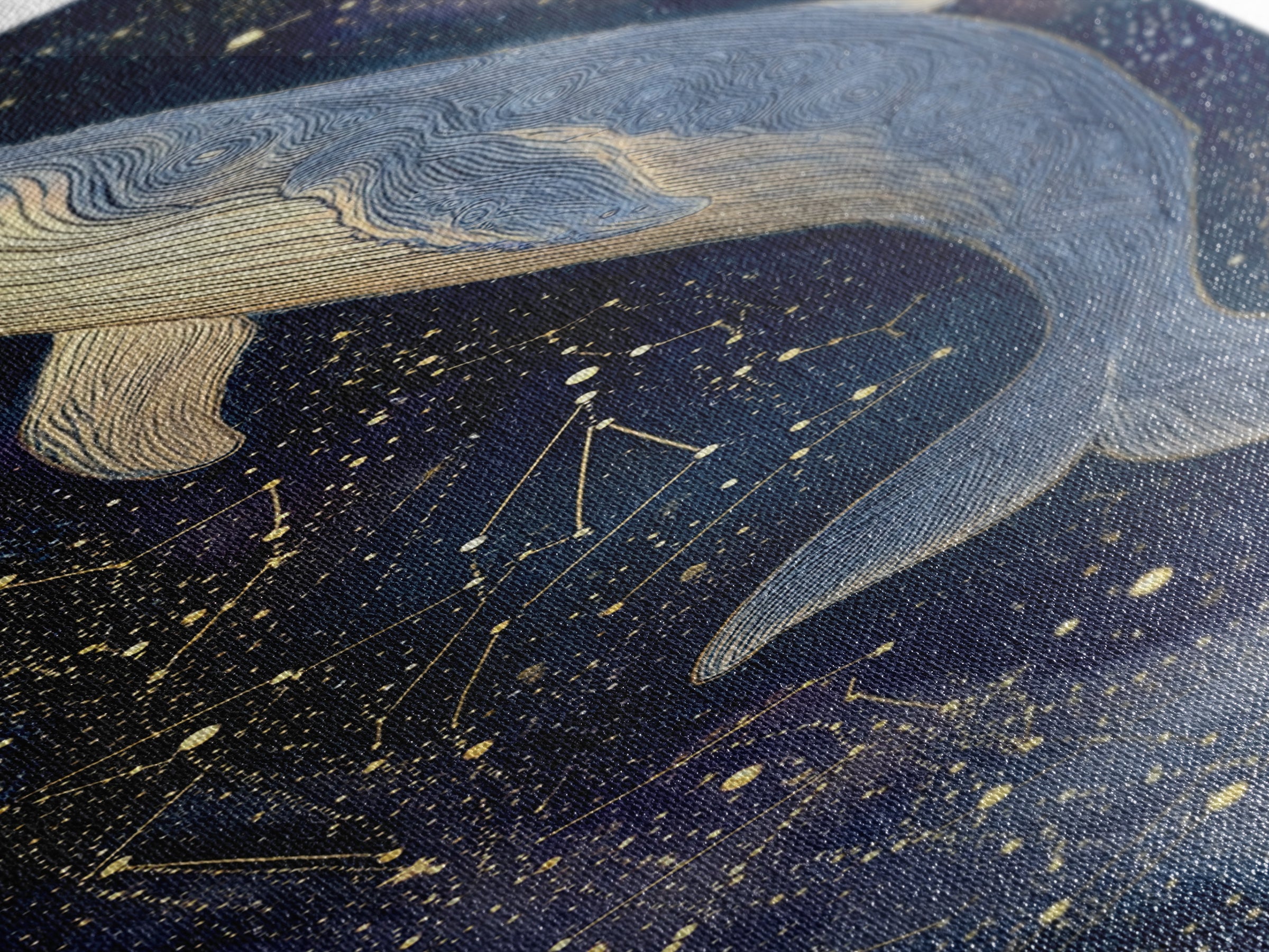 Cosmic Whale Swimming Through a Star Field Canvas Print, Celestial Art, Watercolor Painting, Living Room Decor, Celestial, CEL-1x3-89