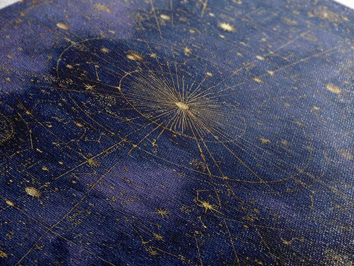 Gold Constellation Map on Deep Navy Texture Framed Canvas Print, Celestial Art, Whimsical Art, Living Room Decor, Celestial, CEL-2x1-100