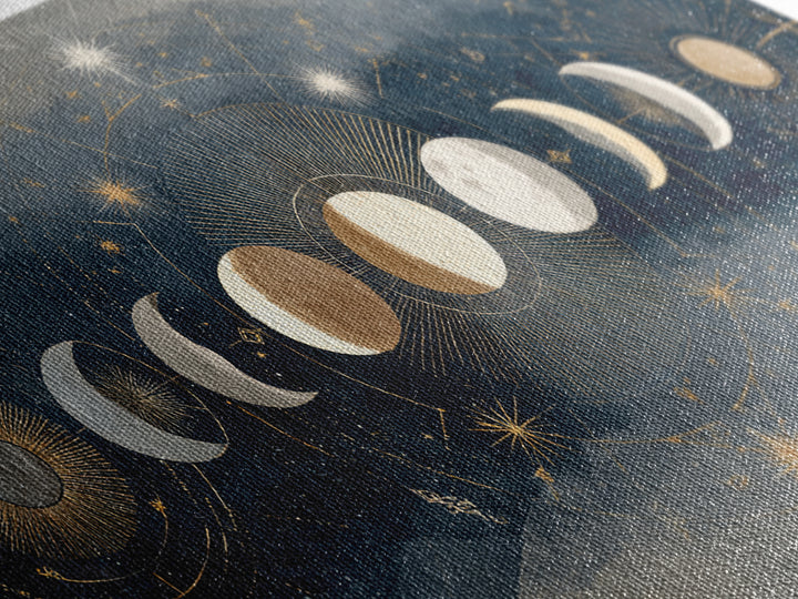 Twelve Small Moons Arranged as Elegant Pattern Canvas Print, Celestial Art, Fine Art Print, Living Room Decor, Celestial, CEL-2x1-20