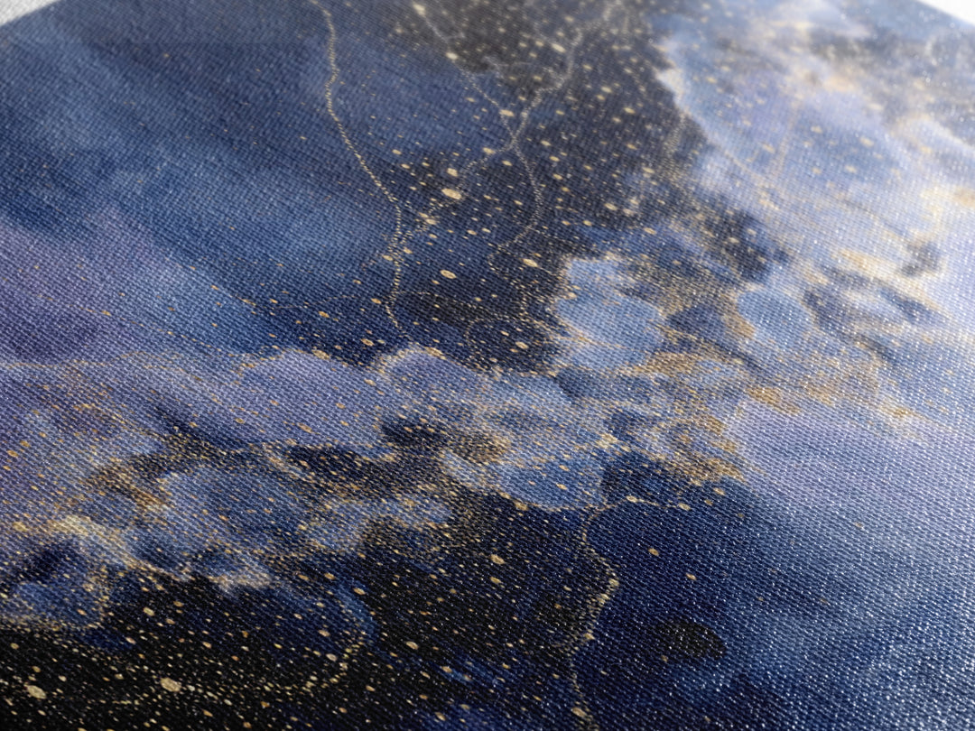 Moonlit Cloudscape with Silver Highlights Canvas Print, Celestial Art, Home Decor, Living Room Decor, Oil Painting, Celestial, CEL-2x1-53