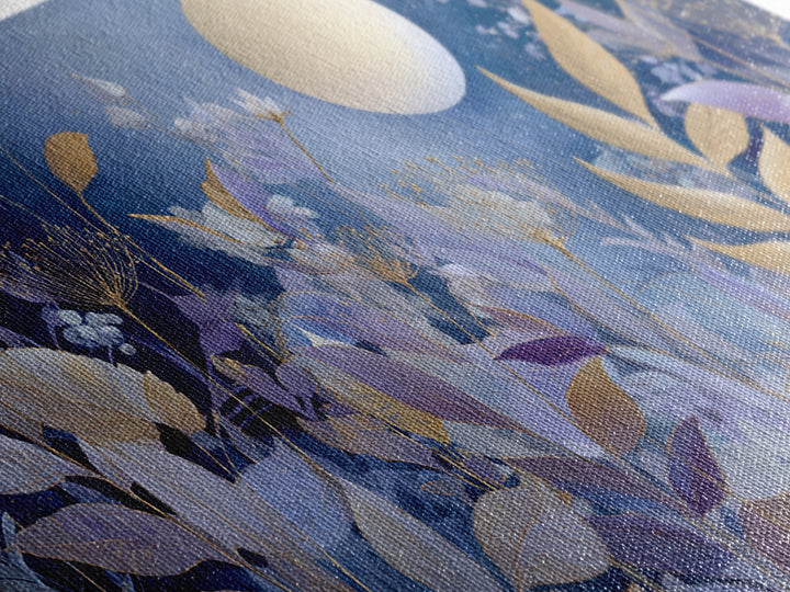 Lunar Phase Arc Above Delicate Botanicals Canvas Print, Celestial Art, Printable Art, Living Room Decor, Celestial, CEL-2x1-72