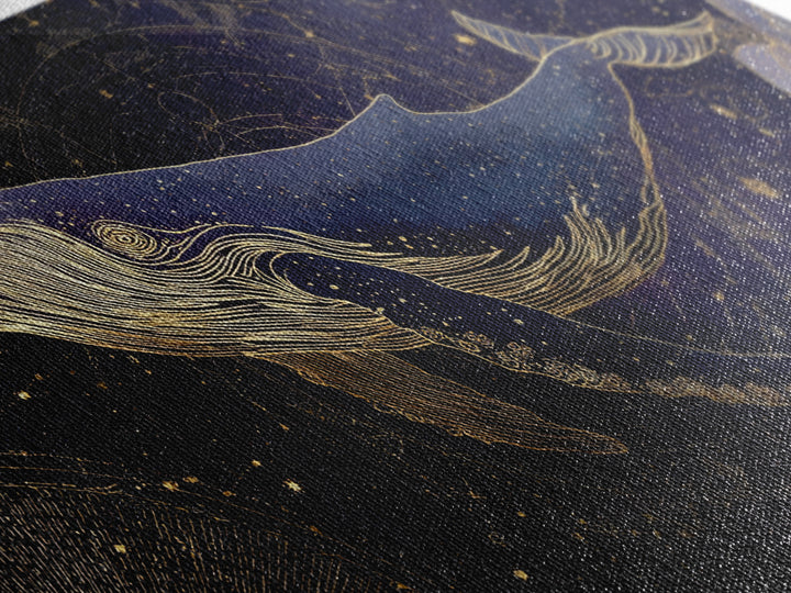 Cosmic Whale Swimming Through a Star Field Canvas Print, Celestial Art, Wall Art, Living Room Decor, Fine Art, Celestial, CEL-2x1-73