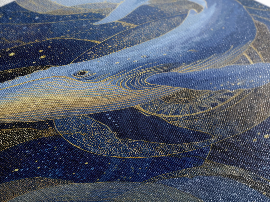 Cosmic Whale Swimming Through a Star Field Framed Canvas Print, Celestial Art, Room Decor, Living Room Decor, Celestial, CEL-2x3-13