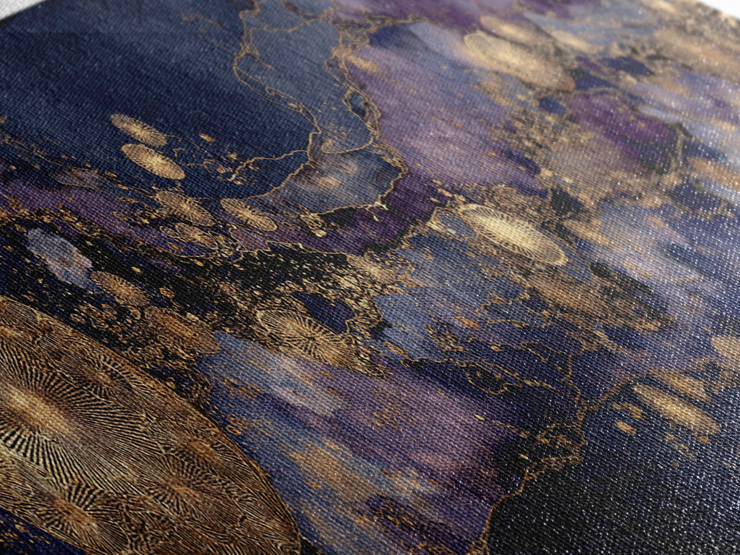Gold Constellation Map on Deep Navy Texture Canvas Print, Celestial Art, Boho Art, Living Room Decor, Fine Art, Celestial, CEL-3x1-24