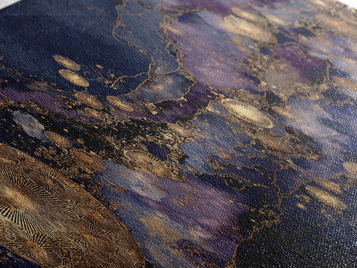 Gold Constellation Map on Deep Navy Texture Canvas Print, Celestial Art, Boho Art, Living Room Decor, Fine Art, Celestial, CEL-3x1-24