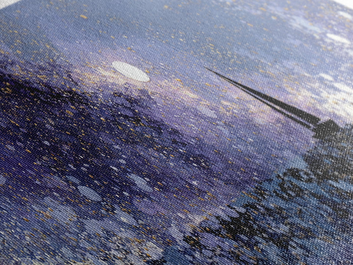 Tiny Sailboat Beneath a Huge Moon Canvas Print, Celestial Art, Statement Artwork, Living Room Decor, Fine Art, Celestial, CEL-3x1-35