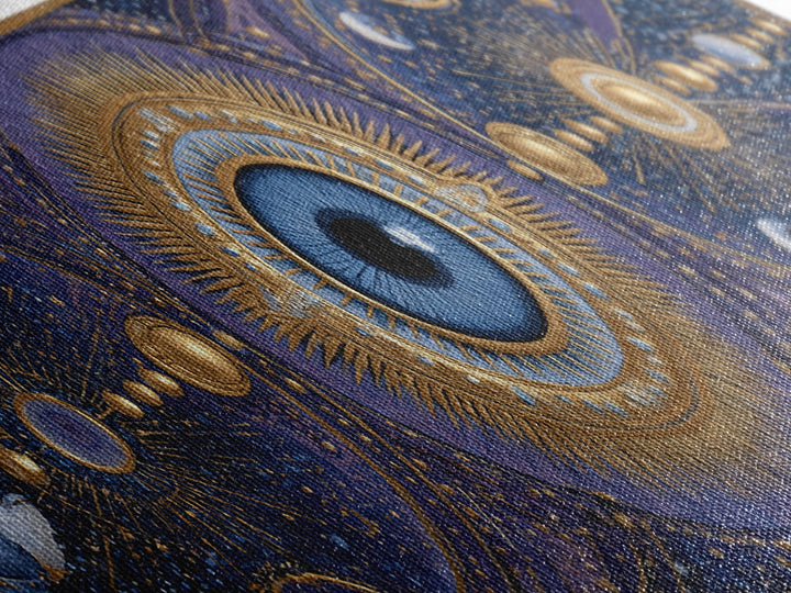 Mystic Eye Surrounded by Moons and Constellations Framed Canvas Print, Celestial Art, Art Print, Living Room Decor, Celestial, CEL-3x1-56