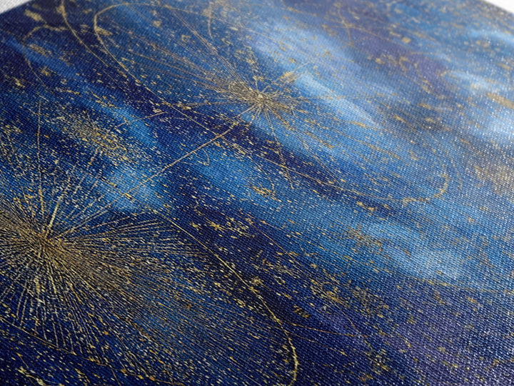 Gold Constellation Map on Deep Navy Texture Framed Canvas Print, Celestial Art, Minimalist Decor, Living Room Decor, Celestial, CEL-3x1-72