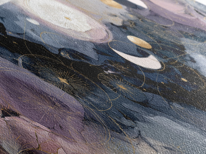 Lunar Phase Arc Above Delicate Botanicals Canvas Print, Celestial Art, Digital Art, Living Room Decor, Fine Art, Celestial, CEL-3x1-92