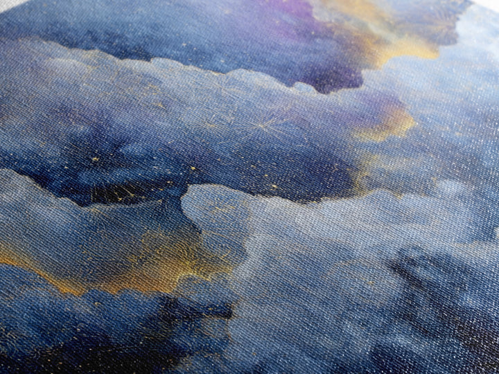 Moonlit Cloudscape with Silver Highlights Canvas Print, Celestial Art, Printable Art, Living Room Decor, Celestial, CEL-3x2-13