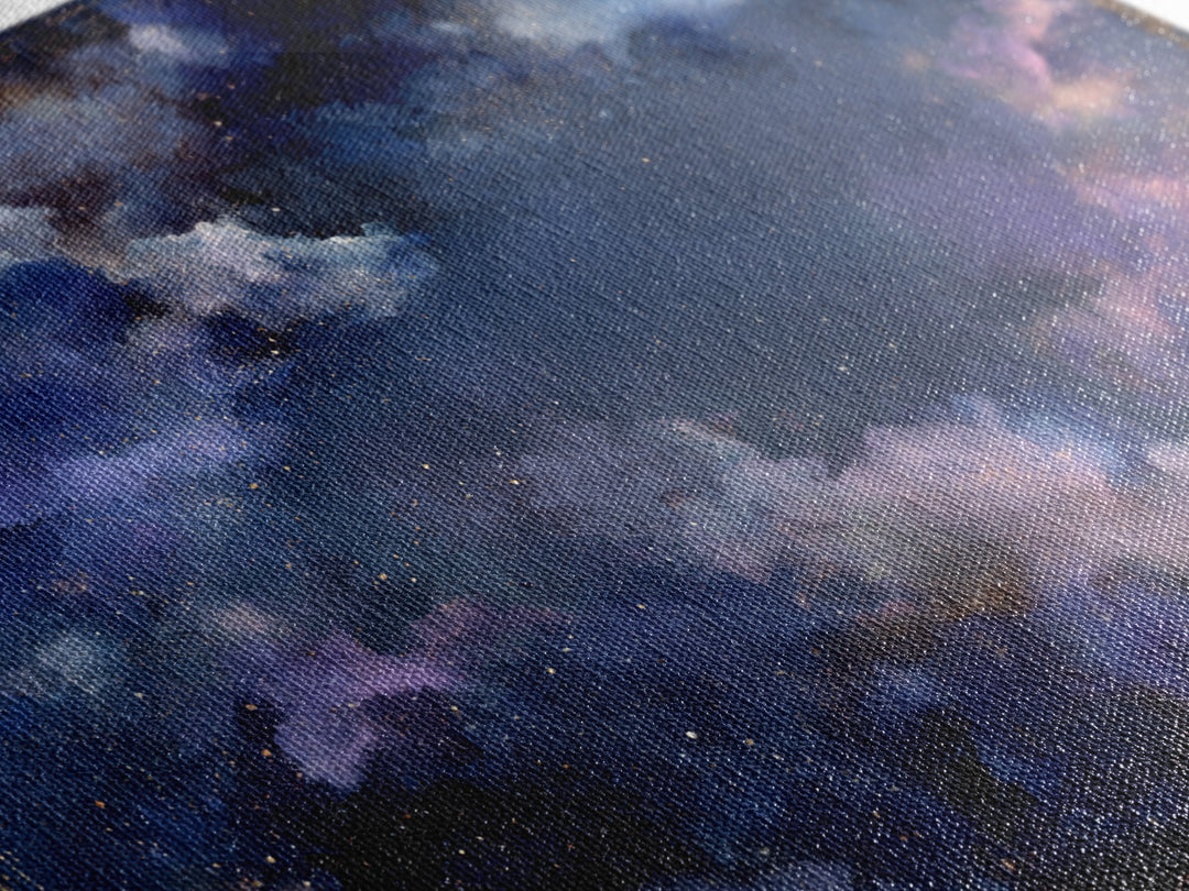 Galaxy Swirl with Jewel Tone Nebula Clouds Framed Canvas Print, Celestial Art, Digital Print, Living Room Decor, Celestial, CEL-3x2-24