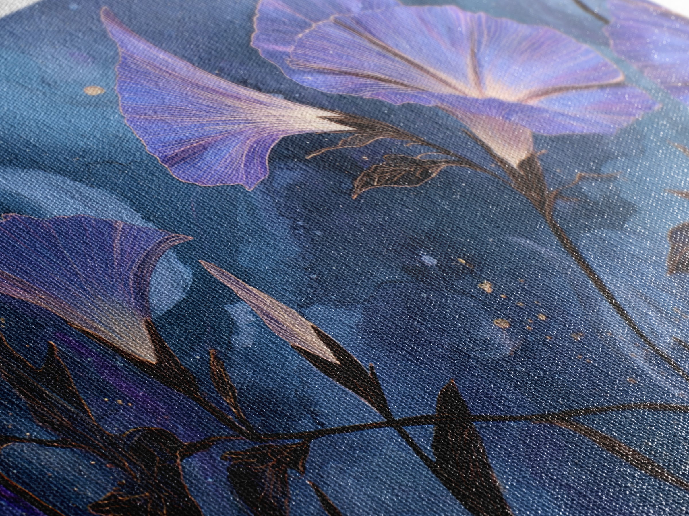Moon Garden with Night Blooming Flowers Canvas Print, Celestial Art, Mushroom Decor, Living Room Decor, Oil Painting, Celestial, CEL-3x2-73