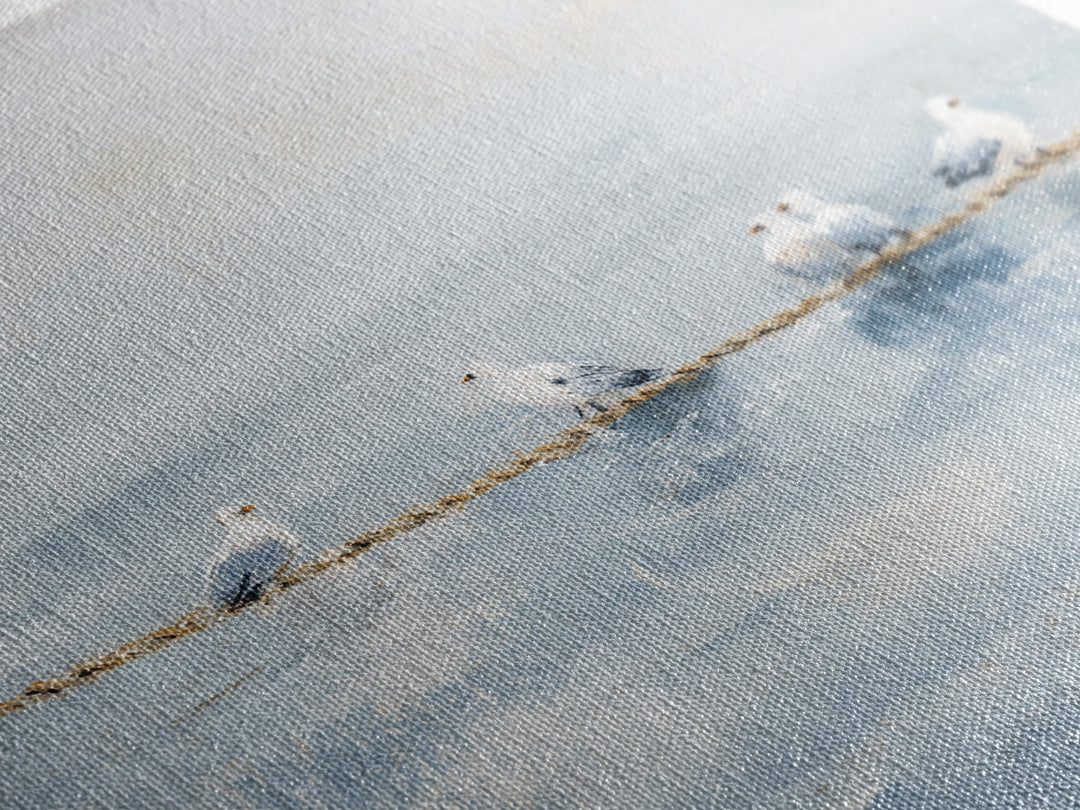 Seagulls Crossing a Muted Sky Canvas Print, Coastal Art, Landscape Painting, Coastal Decor, Fine Art, Coastal, Modern Decor, COA-1x1-10