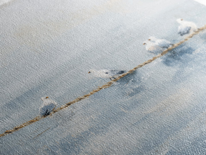 Seagulls Crossing a Muted Sky Canvas Print, Coastal Art, Landscape Painting, Coastal Decor, Fine Art, Coastal, Modern Decor, COA-1x1-10