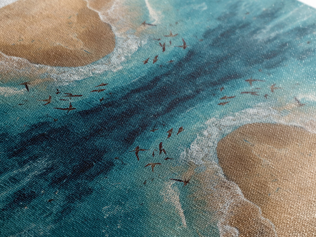 Aerial Sandbar with Turquoise Water Canvas Print, Coastal Art, Ocean Wall Art, Coastal Decor, Fine Art, Coastal, COA-1x1-5