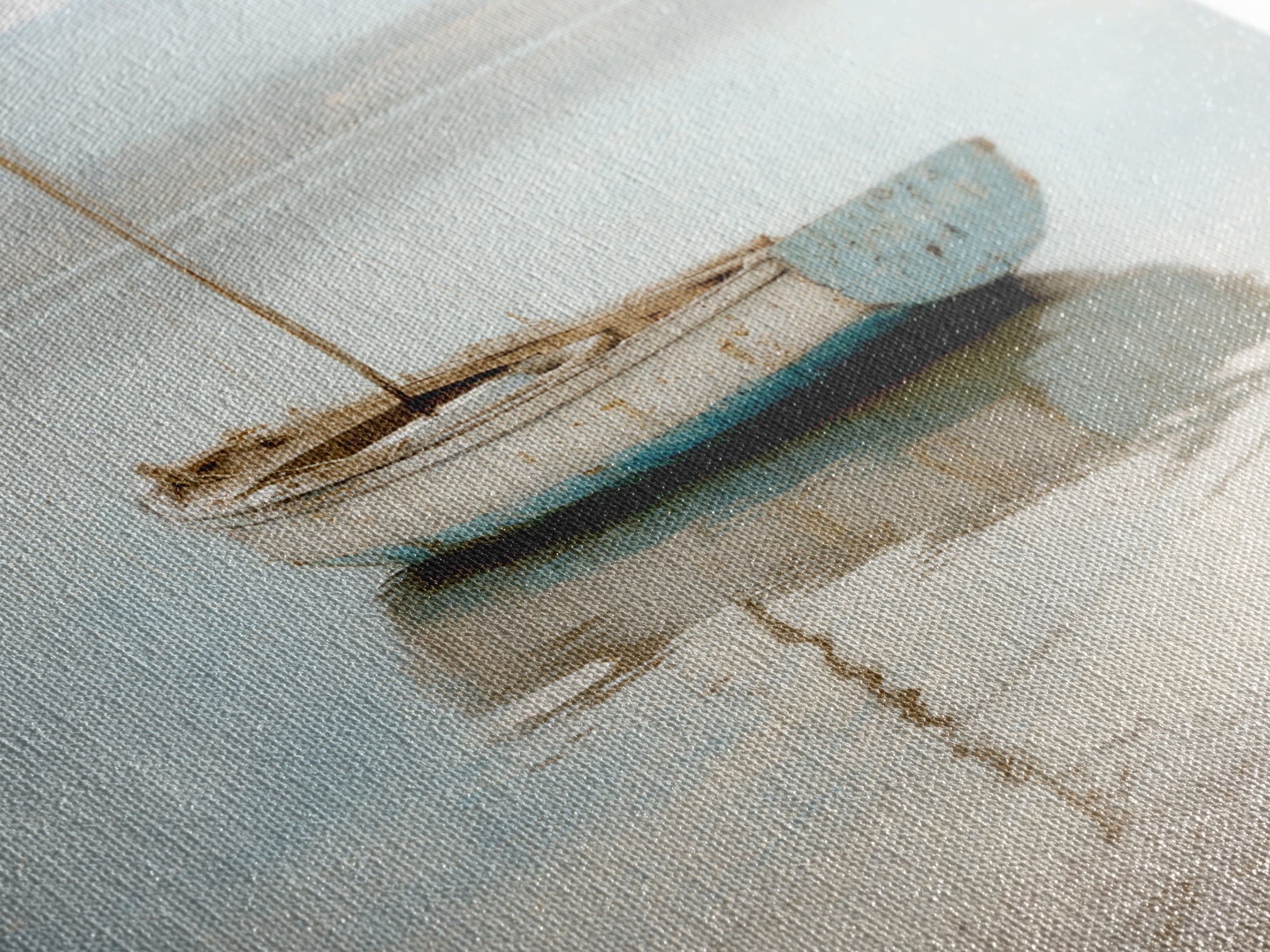 Weathered Sailboat on Calm Morning Water Canvas Print, Coastal Art, Coastal Prints, Coastal Decor, Fine Art, Coastal, COA-1x1-50