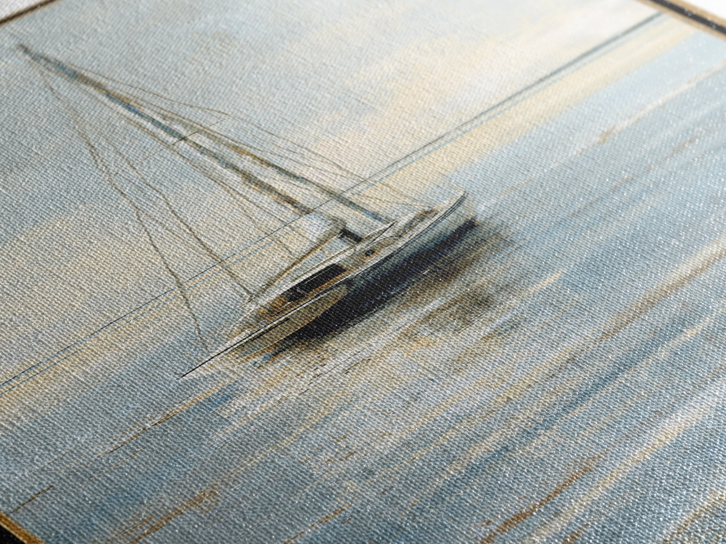 Weathered Sailboat on Calm Morning Water Canvas Print, Coastal Art, Ocean Art, Coastal Decor, Fine Art, Coastal, Art Print, COA-1x3-14