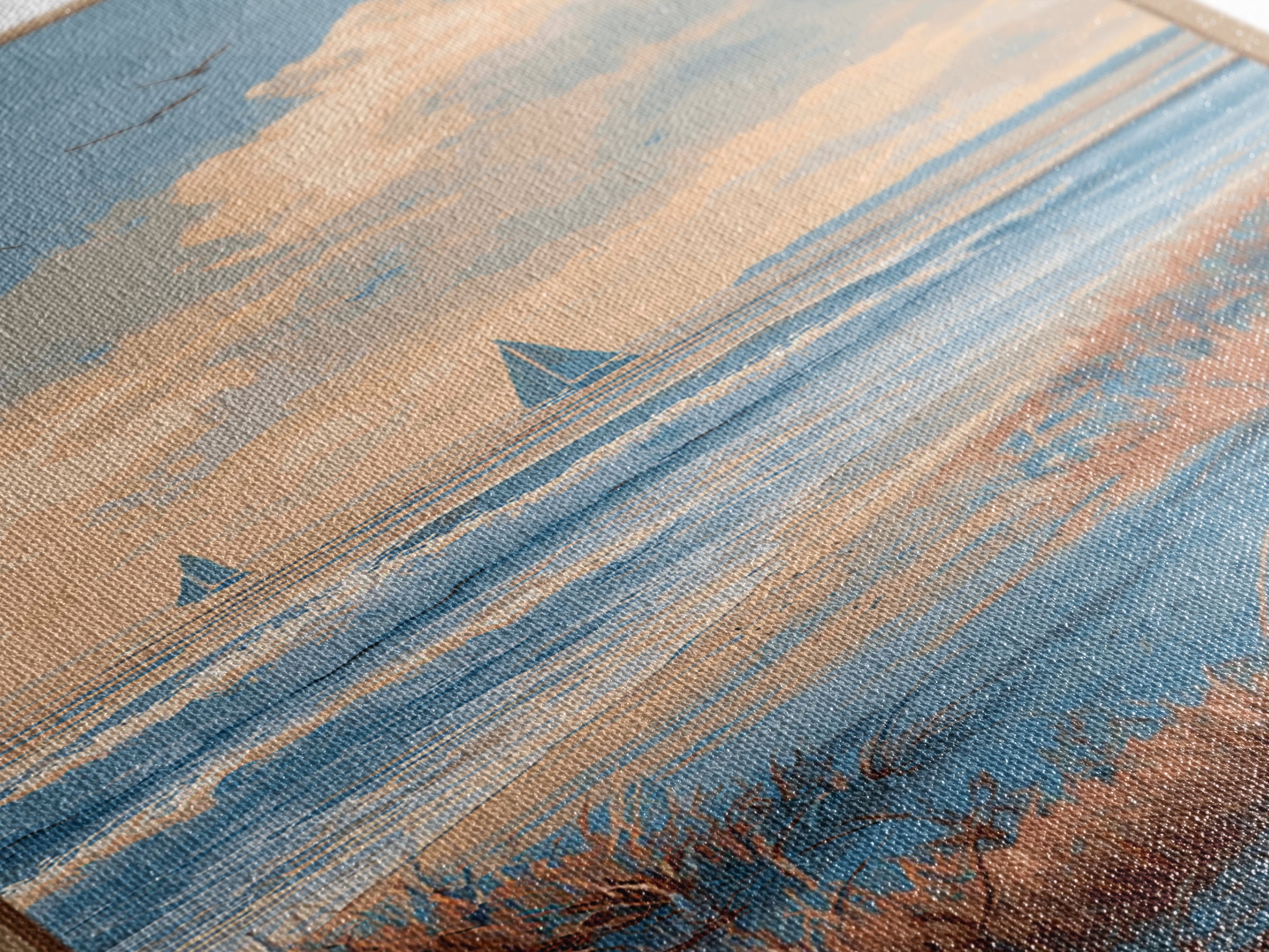 Sunset over Marshland with Warm Gold Canvas Print, Coastal Art, Ocean Art, Coastal Decor, Fine Art, Coastal, Art Print, COA-1x3-49