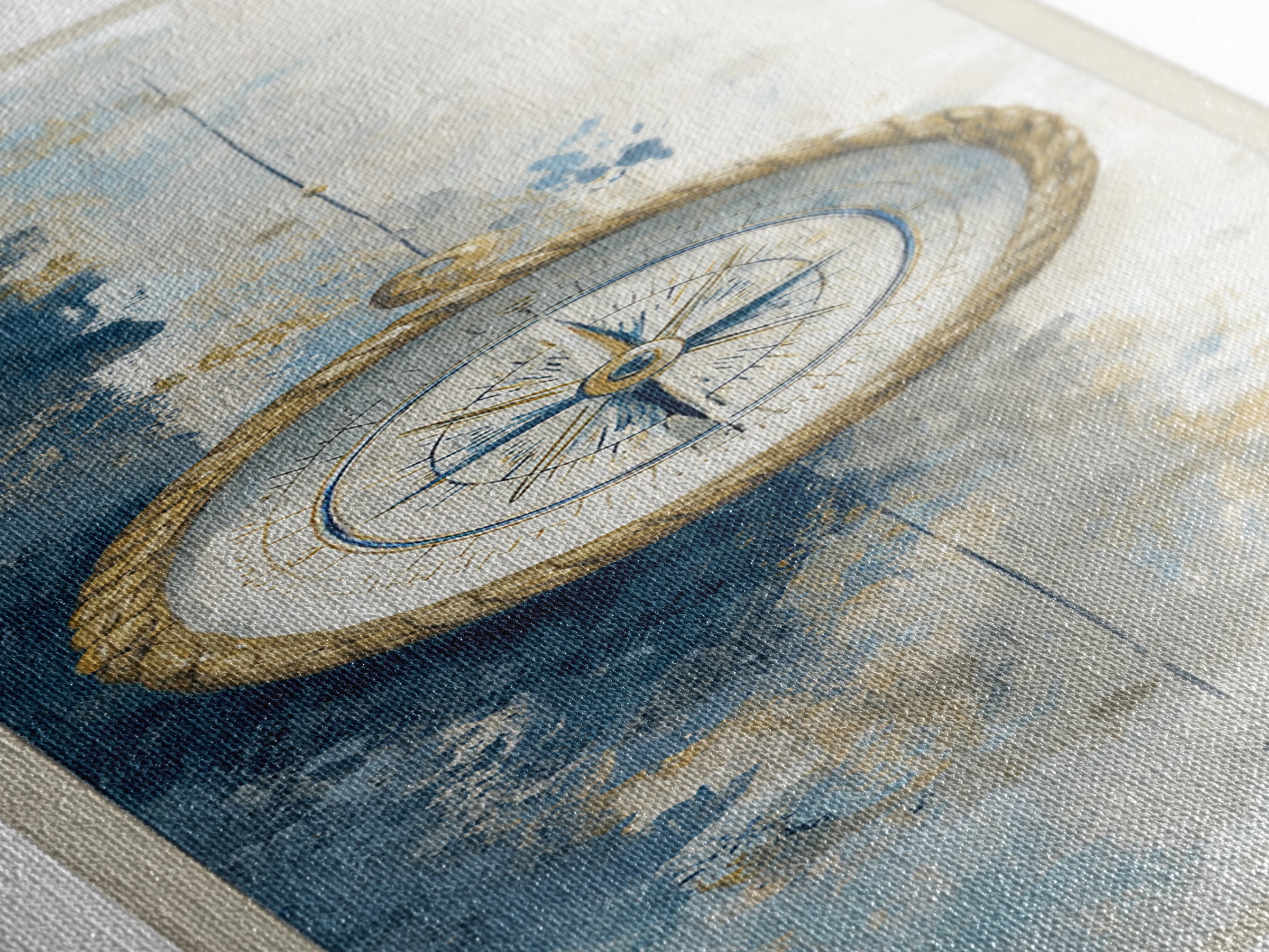 Weathered Nautical Rope and Brass Compass Canvas Print, Coastal Art, Coastal Wall Art, Coastal Decor, Abstract Art, Coastal, COA-1x3-51