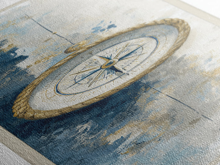 Weathered Nautical Rope and Brass Compass Canvas Print, Coastal Art, Coastal Wall Art, Coastal Decor, Abstract Art, Coastal, COA-1x3-51