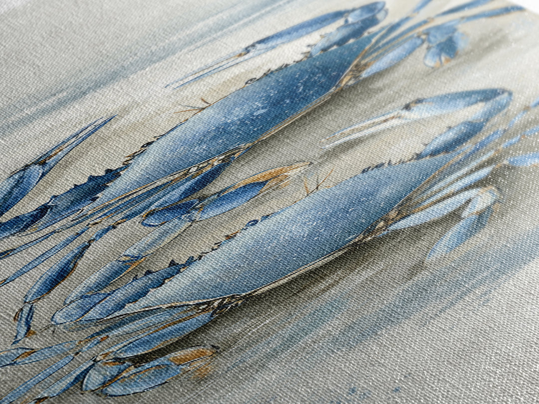 Blue Crab Illustration Canvas Print, Coastal Art, Statement Artwork, Coastal Decor, Fine Art, Coastal, Prints, COA-1x3-98