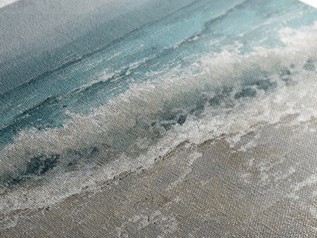 Moonlit Ocean with Silver Surf Framed Canvas Print, Coastal Art, Wall Decor, Coastal Decor, Fine Art, Coastal, Nautical Decor, COA-2x1-90