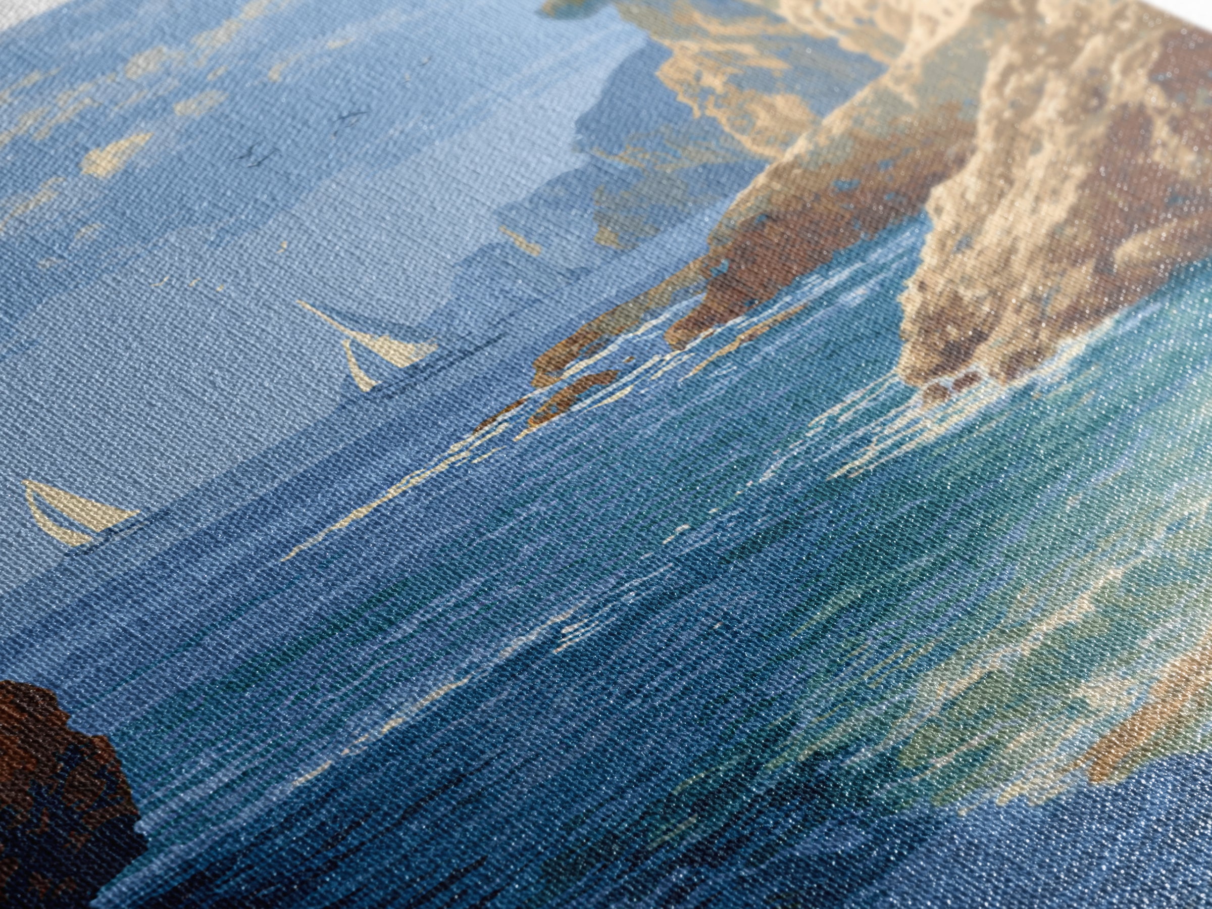 Mediterranean Cove with Cliff Shadows Canvas Print, Coastal Art, Original Art, Coastal Decor, Fine Art, Coastal, Blue Wall Art, COA-2x3-49