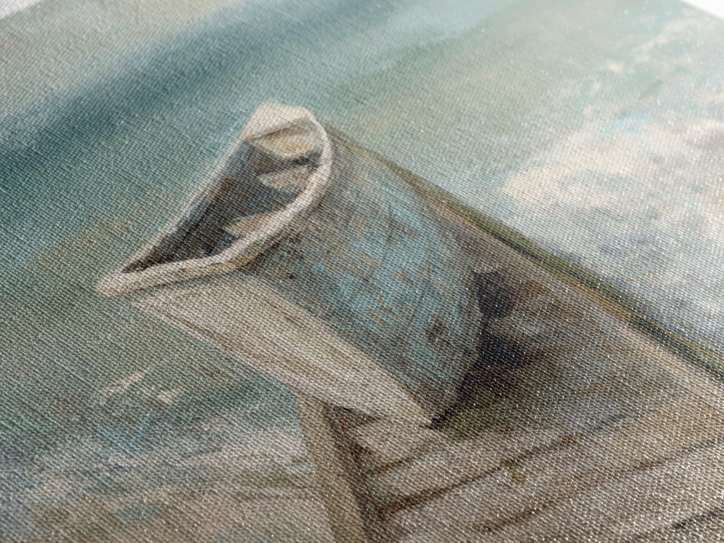Small Rowboat Tied to a Wooden Dock Framed Canvas Print, Coastal Art, Wall Art, Coastal Decor, Fine Art, Coastal, Bird Art, COA-3x1-59