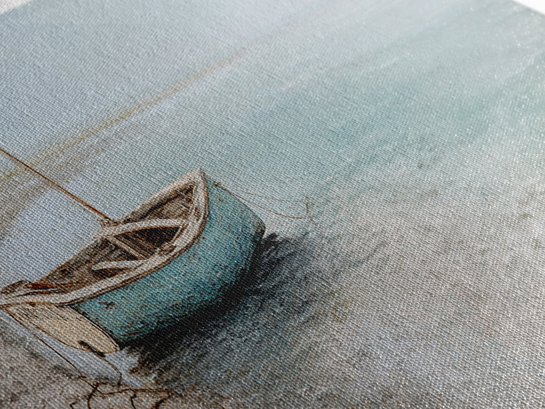 Weathered Sailboat on Calm Morning Water Canvas Print, Coastal Art, Nautical Decor, Coastal Decor, Fine Art, Coastal, COA-3x1-66