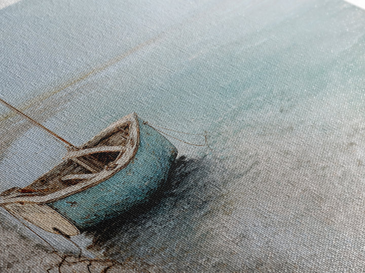 Weathered Sailboat on Calm Morning Water Canvas Print, Coastal Art, Nautical Decor, Coastal Decor, Fine Art, Coastal, COA-3x1-66