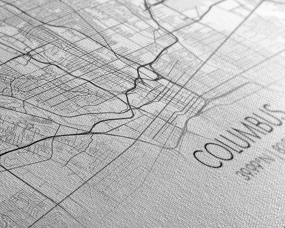 Columbus Street Map, Ohio Map, Map Print, Modern Art, Wall Art, Canvas Art, Cute Room Décor Aesthetic, Gift For Wife, Patriotic Décor