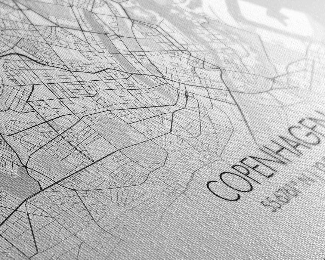 Copenhagen Street Map, Denmark Map, Map Print, Minimalist Art, Wall Art, Canvas Art, Modern Room Décor, RV Wall Décor, Gift For Pilot