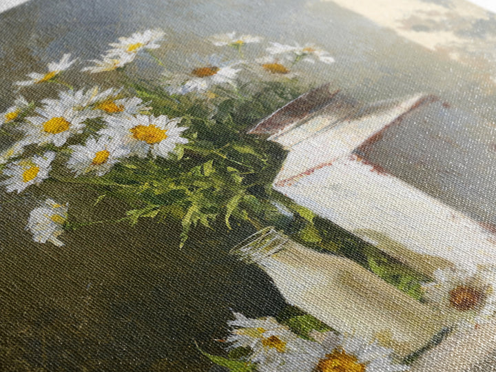 Milk Can and Daisies Rustic Still Life Canvas Print, Country Art, Eclectic Wall Art, Farmhouse Decor, Watercolor Art, Country, COU-1x1-13