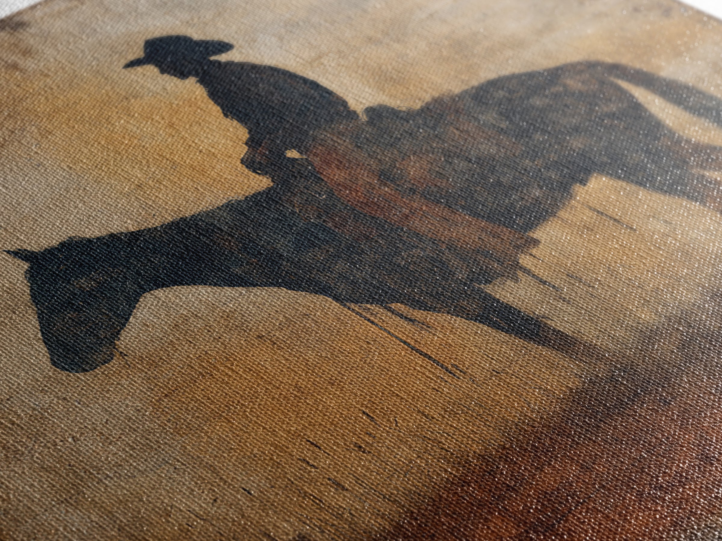 Horse and Rider Silhouette at Dusk Canvas Print, Country Art, French Country Decor, Farmhouse Decor, Fine Art, Country, COU-1x1-17