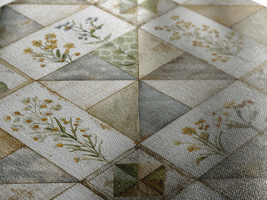 Quilt Geometric Folk Pattern Canvas Print, Country Art, Farmhouse Wall Decor, Farmhouse Decor, Abstract Art, Country, COU-1x1-60