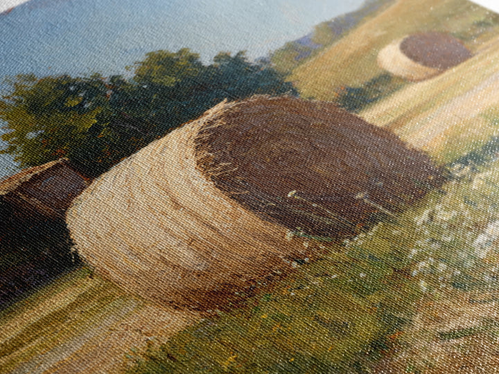 Hay Bales in Late Afternoon Sun Framed Canvas Print, Country Art, Floral Wall Art, Farmhouse Decor, Fine Art, Country, COU-1x1-68
