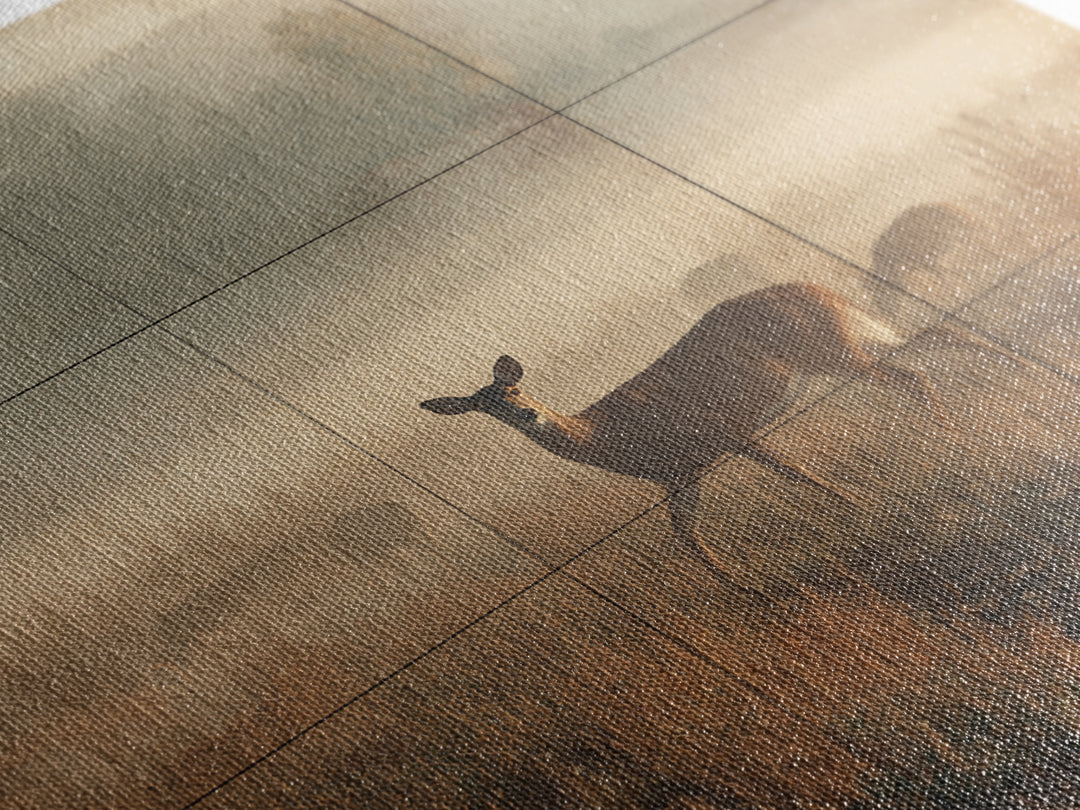 Deer Crossing a Misty Morning Field Framed Canvas Print, Country Art, Fine Art Print, Farmhouse Decor, Fine Art, Country, COU-1x1-83