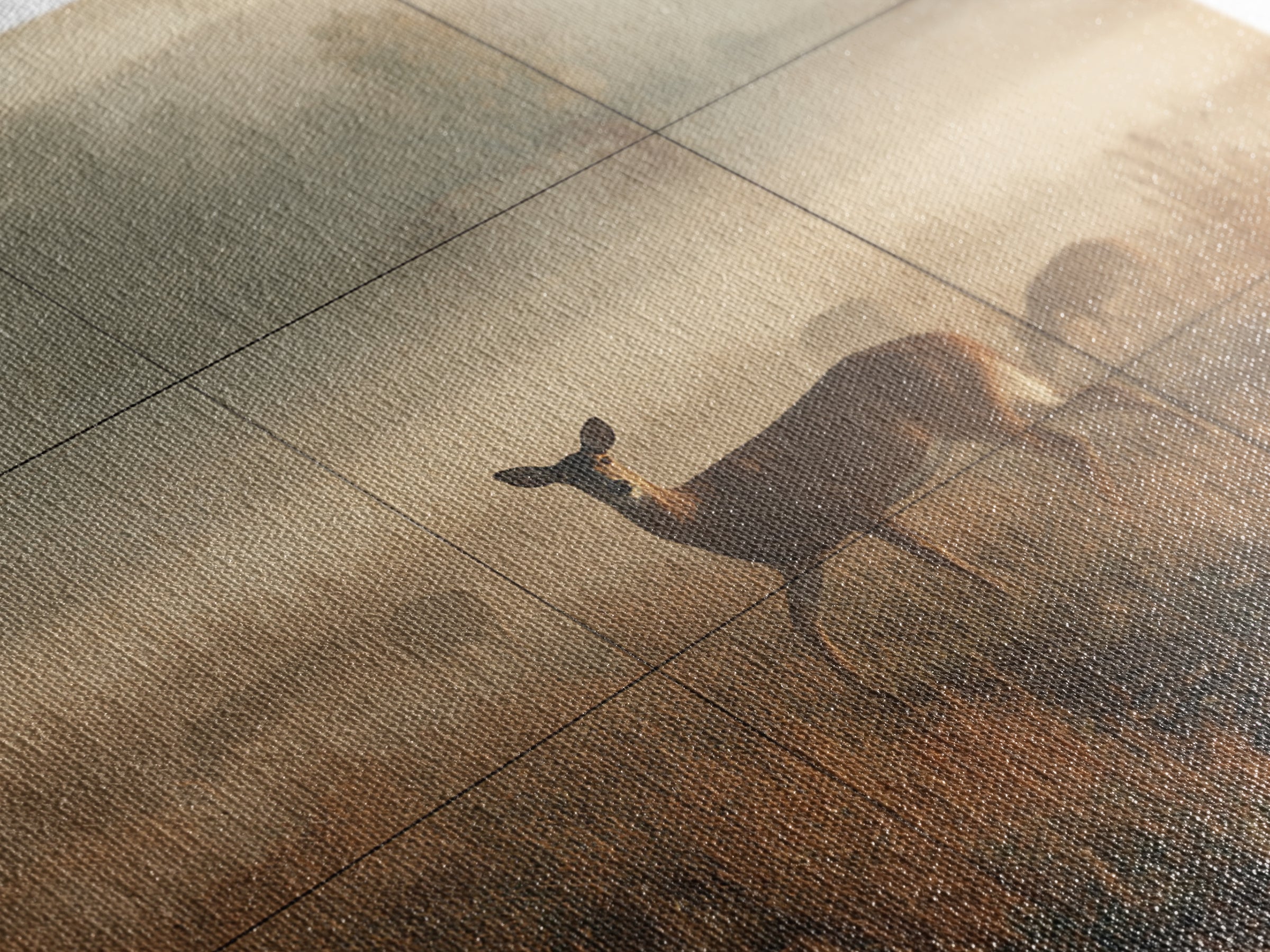 Deer Crossing a Misty Morning Field Framed Canvas Print, Country Art, Fine Art Print, Farmhouse Decor, Fine Art, Country, COU-1x1-83