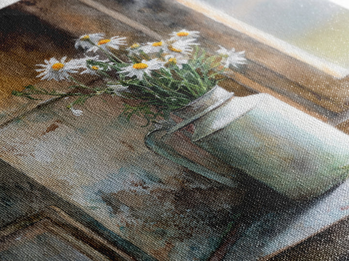 Milk Can and Daisies Rustic Still Life Canvas Print, Country Art, Statement Artwork, Farmhouse Decor, Fine Art, Country, COU-1x1-85