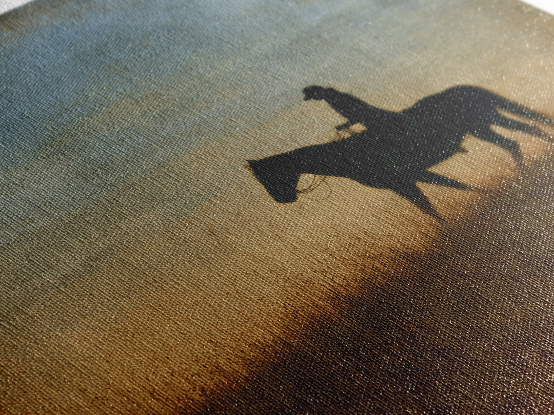 Horse and Rider Silhouette at Dusk Canvas Print, Country Art, Boho Decor, Farmhouse Decor, Fine Art, Country, Art Prints, COU-1x1-89